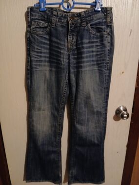 Maurices Medium Blue Bootcut Jeans with Faded Whiskering